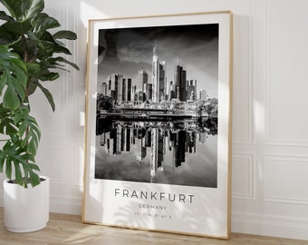 Frankfurt Poster, Frankfurt Druck, Frankfurt, Frankfurt Schwarz Weiß, Frankfurt Koordinaten, Frankfurt Geschenk, Frankfurt Gerahmt