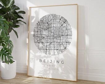 Cartel del mapa de Beijing, Minimalista de Beijing, Impresión de mapas de Beijing, Cartel de Beijing, Coordenadas de Beijing, Regalo de Beijing, Cartel de Beijing, Impresión de Beijing