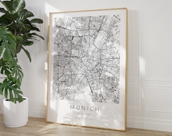 Impresión de mapas de Munich, cartel del mapa de Munich, regalo de Munich, cartel de Munich, coordenadas de Munich, minimalista de Munich, impresión de Munich, foto de Munich