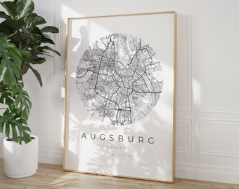 Augsburg Map Poster, Augsburg Minimalistisch, Augsburg Poster, Augsburg Koordinaten, Augsburg Geschenk, Augsburg Poster