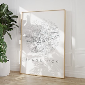 Cartel del mapa de Innsbruck, Minimalista de Innsbruck, Mapa de Innsbruck, Cartel de Innsbruck, Coordenadas de Innsbruck, Regalo de Innsbruck imagen 3