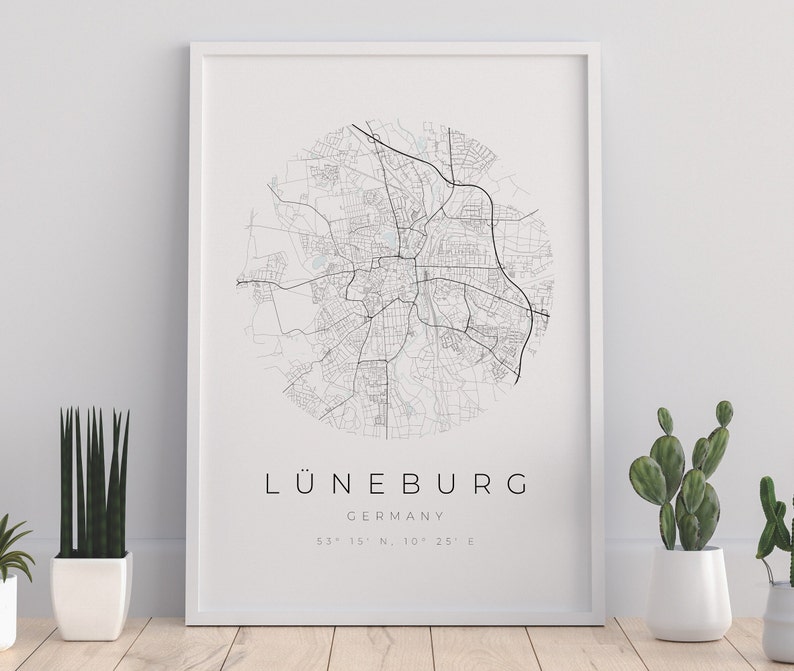 Cartel del mapa de Lüneburg, Minimalista de Lüneburg, Impresión de mapas de Lüneburg, Cartel de Lüneburg, Coordenadas de Lüneburg, Regalo de cumpleaños de Lüneburg, Lüneburg imagen 3