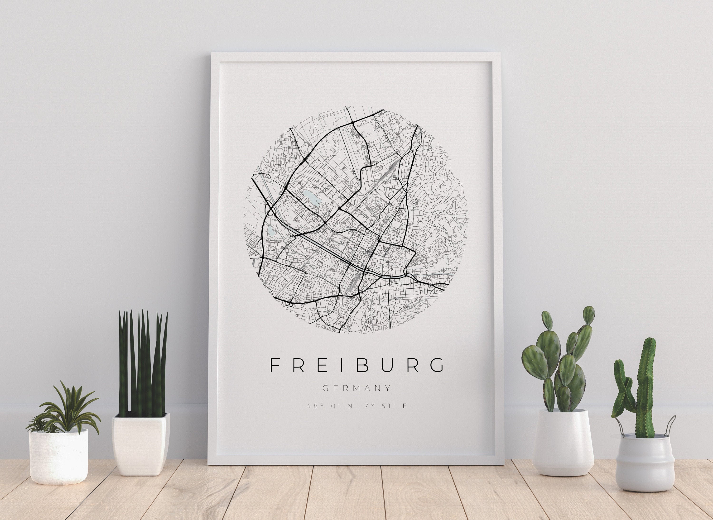 Freiburg Map Poster Freiburg Minimalist Freiburg Map Print | Etsy