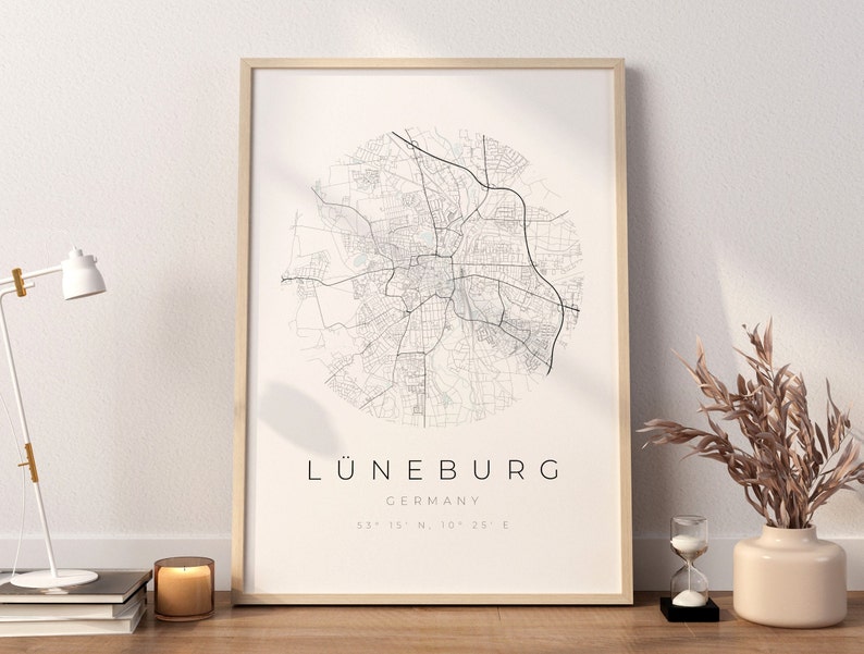 Cartel del mapa de Lüneburg, Minimalista de Lüneburg, Impresión de mapas de Lüneburg, Cartel de Lüneburg, Coordenadas de Lüneburg, Regalo de cumpleaños de Lüneburg, Lüneburg imagen 4