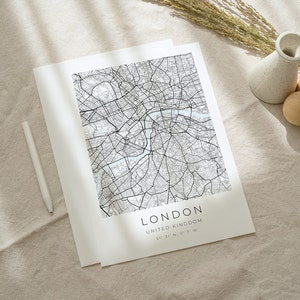 Cartel del mapa de Londres, impresión minimalista, impresión del mapa de Londres, impresión vintage de Londres, cartel de Londres, coordenadas de Londres, foto de Londres imagen 2