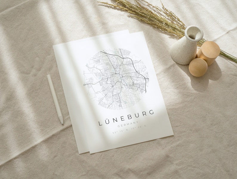 Cartel del mapa de Lüneburg, Minimalista de Lüneburg, Impresión de mapas de Lüneburg, Cartel de Lüneburg, Coordenadas de Lüneburg, Regalo de cumpleaños de Lüneburg, Lüneburg imagen 6