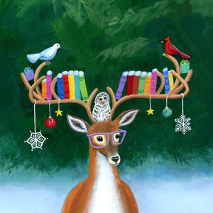 BOOK RACK Charity Holiday Card supporting ProLiteracy (10 Cards per pack) (PLW2030)