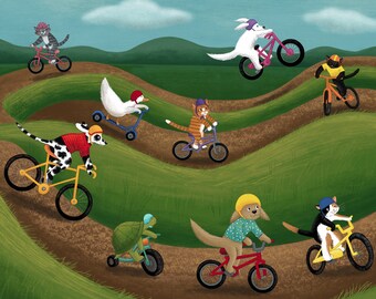 Bike Track Fun All Occasion Note Card Supporting Homeless Pets (10 Cards per Box) (HP2336)