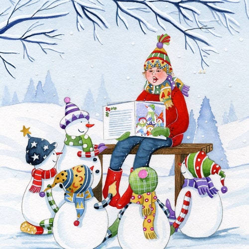 LIBRARY LOUNGING Charity Holiday Card Supporting Proliteracy Etsy