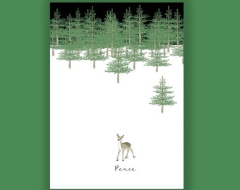 PEACEFUL DEER Holiday Card Supporting Environmental Defense Fund (10 cards per box) (ED1850)
