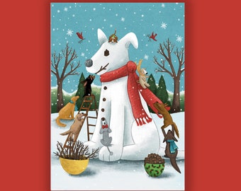 SNOW DOG Holiday Card Supporting Homeless Pets. (10 Cards per Box) (HP2439)