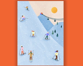 SKIING Charity Card Supporting Breast Cancer Prevention Partners (10 Cards per Box) BCF2439