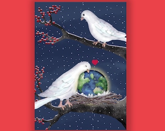 The WORLD NEEDS PEACE Holiday Card Supporting World Central Kitchen's work in the Mideast (10 Cards per Pack) WCK2401