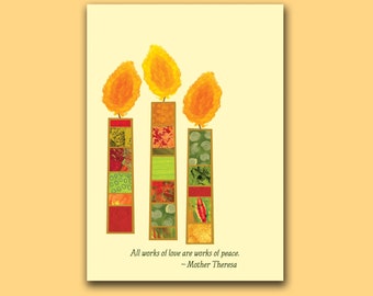CANDLES OF PEACE Charity Card Supporting Amnesty International (10 Cards per Pack) AI1036
