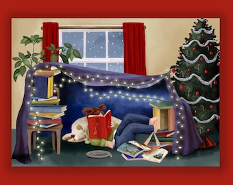 BOOK FORT Charity Christmas Card supporting ProLiteracy  (10 Cards per pack) (PLW2435)