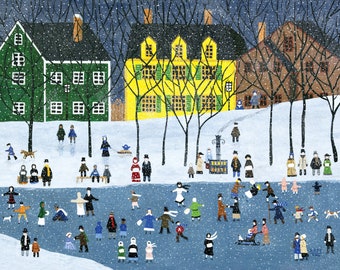FOLK ART SKATING Holiday Card Supporting Feeding America (10 cartes par boîte) ASH0710