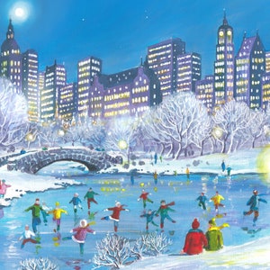 MOONLIGHT SKATE Charity Holiday Card Supporting Feeding America (10 Cards per Pack) FA1630