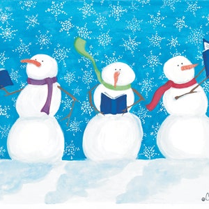 THREE SNOWMEN READING Charity Holiday Card supporting ProLiteracy (10 Cards per pack) PLW0101