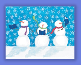THREE SNOWMEN READING Charity Holiday Card supporting ProLiteracy (10 Cards per pack) PLW0101