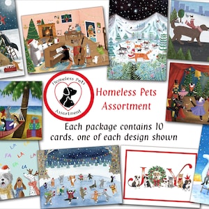 ASSORTMENT PACK Holiday Cards Supporting Homeless Pets (10 cards per pack) (HP23Assort)