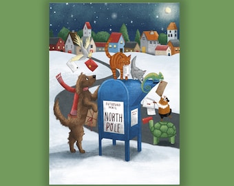 NORTH POLE BOUND Holiday Card Supporting Homeless Pets. (10 Cards per Box) (HP2440)