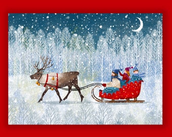 SLEDDING WE GO Holiday Card Supporting Environmental Defense Fund (10 cards per box) (ED2460)