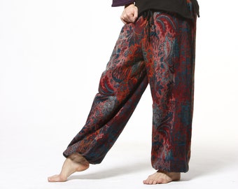 Acrylic aladdin trousers with partly rouched waist and front string for farther waist adjustment ASTRAL