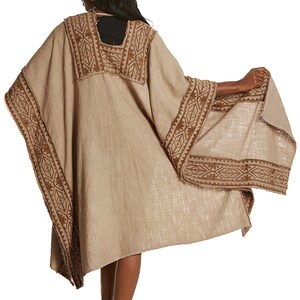 Simple square poncho with high neck made from acrylic shawls. image 4