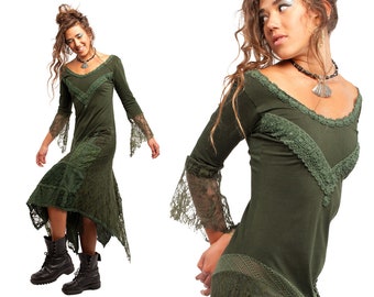 Vestido gitano, vestido steampunk, vestido de hadas, vestido de elfo, vestido victoriano, vestido de manga larga, vestido gótico, vestido PIXIE, MFDRMA