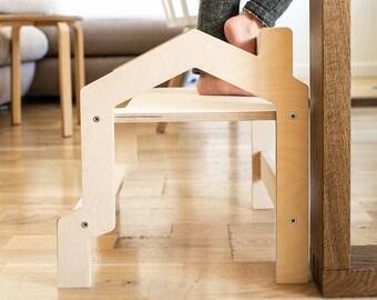 House-shaped chair, Toddler Step Stool, Kids Step Stool, Kitchen step stool, Helper tower, Bathroom Step Stool, Montessori Learning Stool