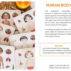 Wooden Puzzle Human body Internal organs Montessori Homeschooling Toddler Toys Baby Gifts Gift for Kids Christmas Gift greys anatomy image 2