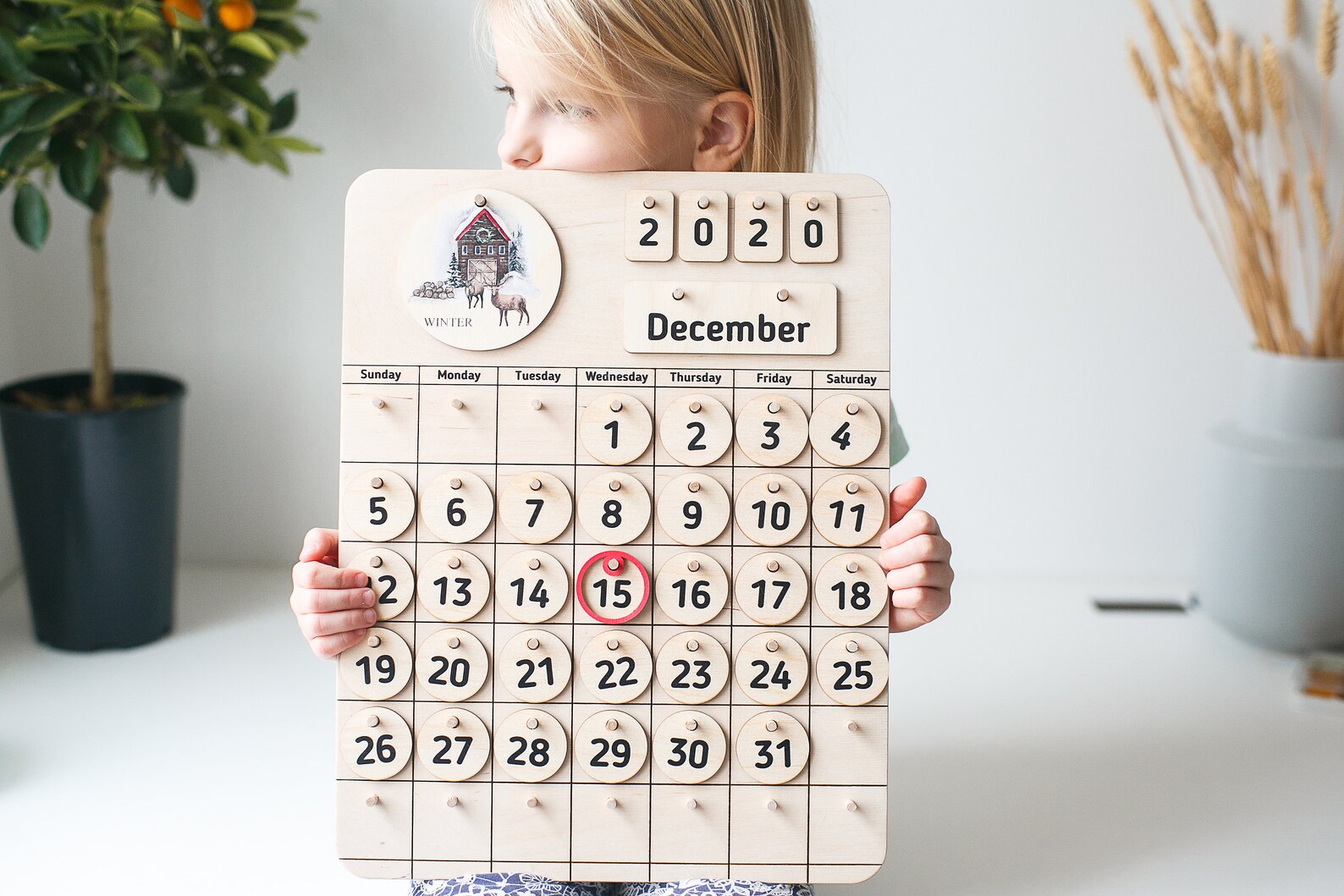 Wooden Calendar Homeschool Natural Home Calendar  Etsy UK