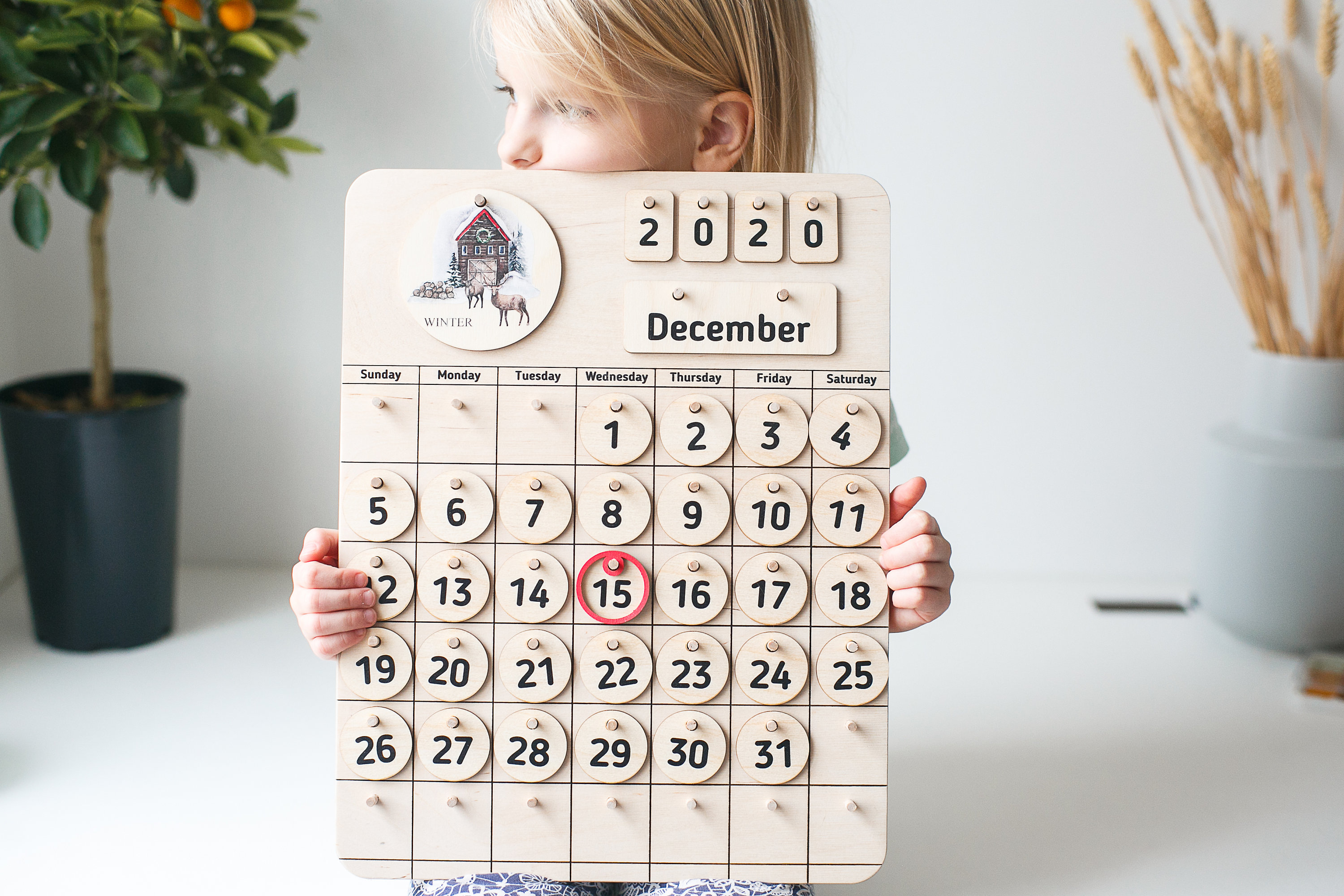 Holz-Kalender Homeschool Natürliche Haus Kalender  Etsy