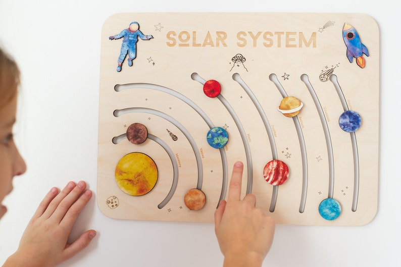 Wooden Puzzle with Planets of the Solar System, Educational Toy, Baby Shower Gift, christmas gifts, Personalized Baby Gift,Wood Toddler Toys image 9