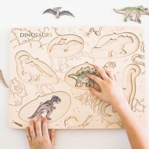 Dinosaur Puzzle | DINO TOY | Wooden Toys for Toddler Gift 1st Birthday Gift Montessori Toys Baby Gift Baby Girl Baby Shower Nursery Decor