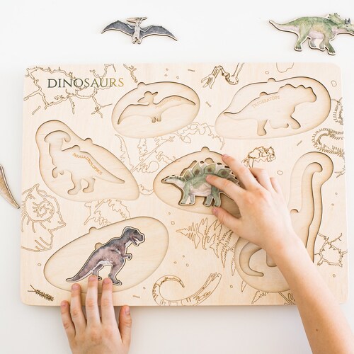 Wooden Dinosaur Alphabet Puzzle - Etsy