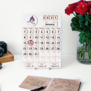 Wooden Calendar Homeschool back to school supplies Montessori Calendar Perpetual Calendar Gifts Learning Tool Christmas Gifts image 10