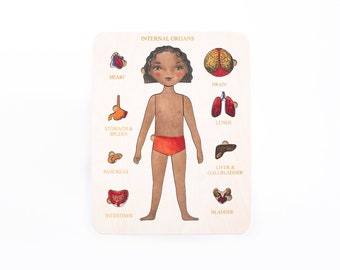 Wooden Puzzle | Human body | Internal organs | Montessori |   Homeschooling | Toddler Toys | Baby Gifts | Gift for Kids | Christmas Present
