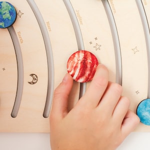 Wooden Puzzle with Planets of the Solar System, Educational Toy, Baby Shower Gift, christmas gifts, Personalized Baby Gift,Wood Toddler Toys image 8