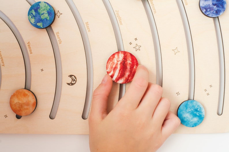 Wooden Puzzle with Planets of the Solar System, Educational Toy, Baby Shower Gift, christmas gifts, Personalized Baby Gift,Wood Toddler Toys image 8