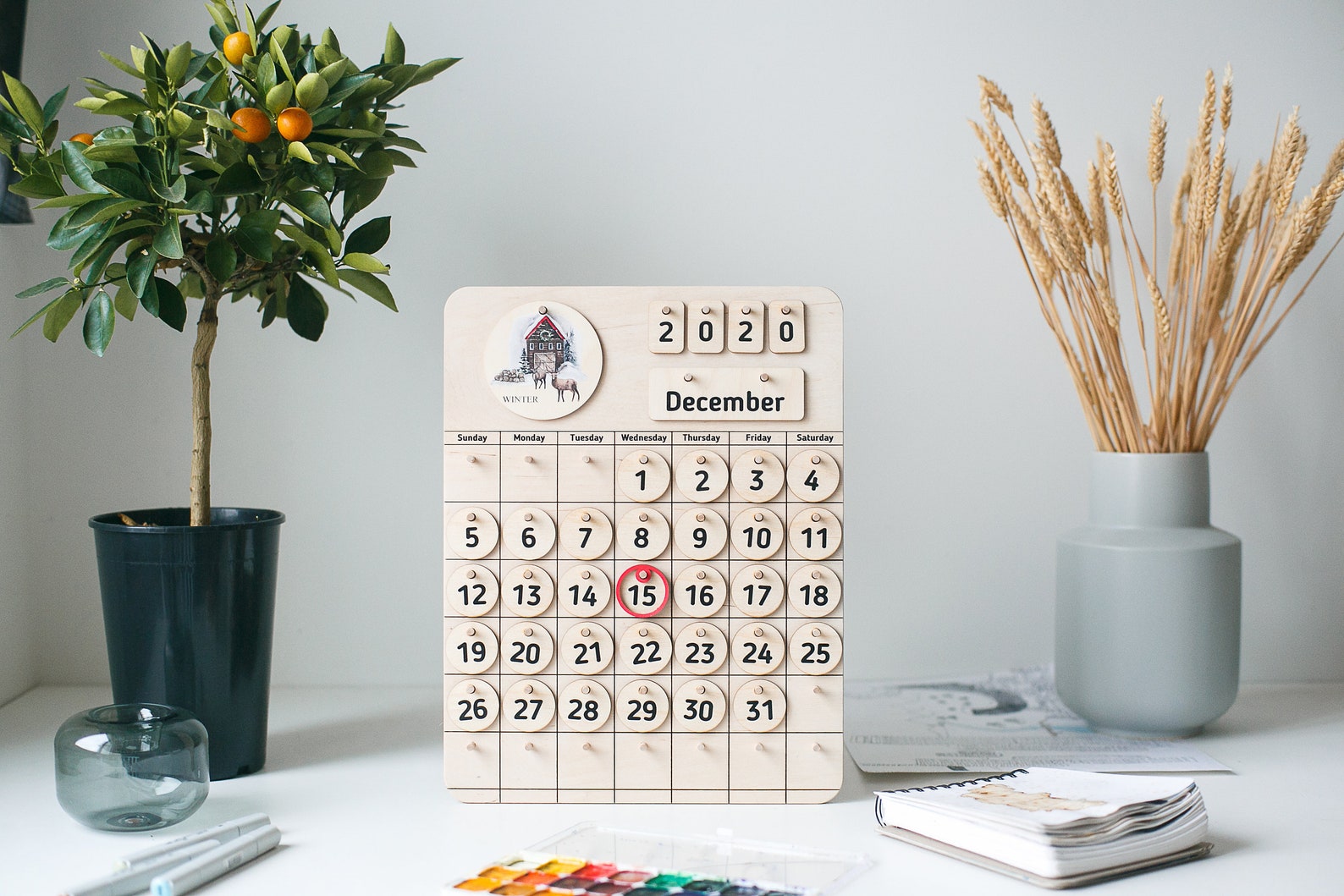 Holz-Kalender Homeschool Natürliche Haus Kalender  Etsy