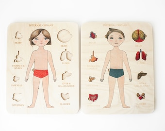 Wooden Puzzle | Human body | Internal organs | Montessori |   Homeschooling | Toddler Toys | Baby Gifts | Gift for Kids | Christmas Gifts