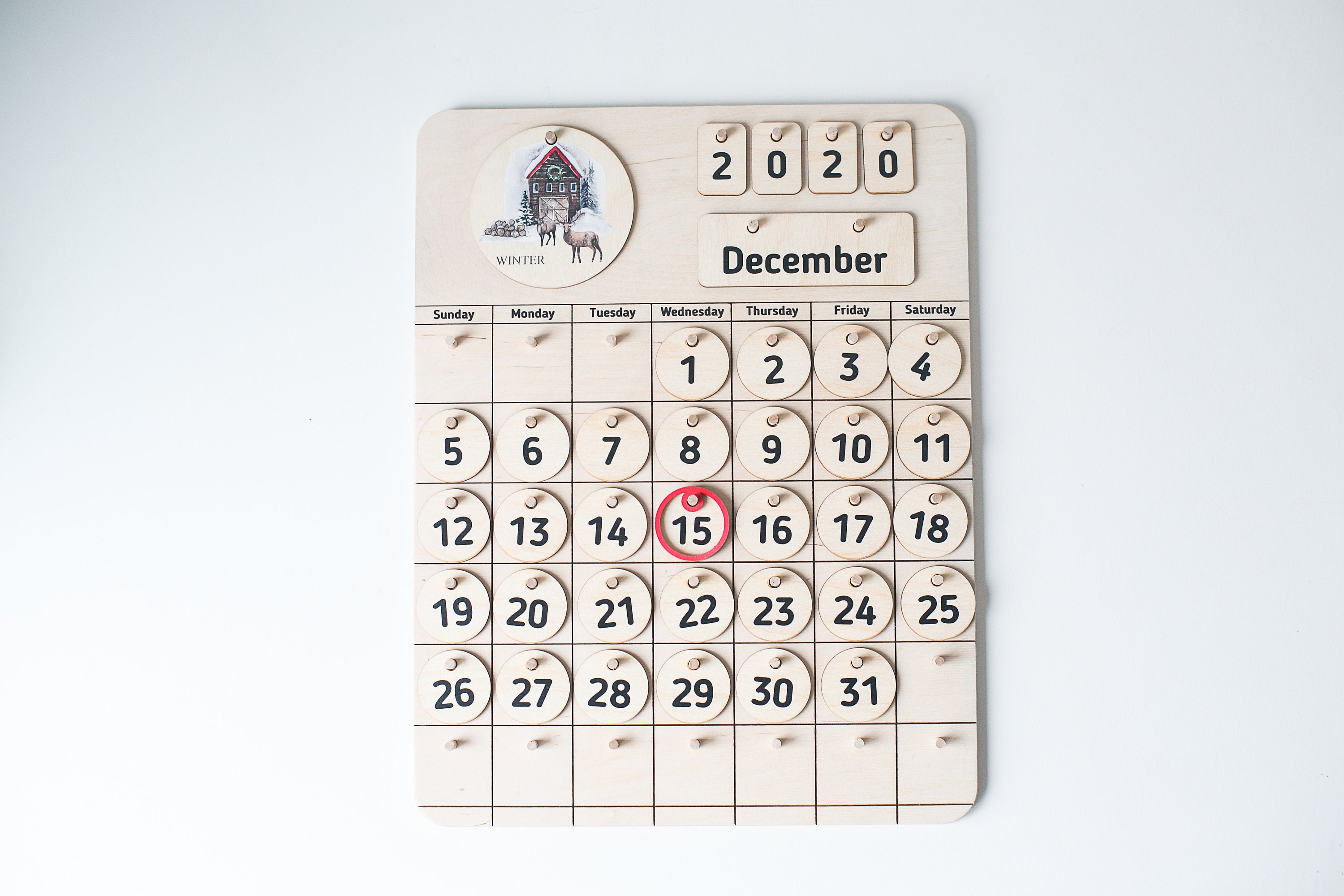 Calendario in legno / Calendario perpetuo / Calendario domestico naturale /  Calendario Montessori / Homeschool / Fatto a mano / Strumento di  apprendimento -  Italia