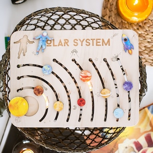 Wooden Puzzle with Planets of the Solar System, Educational Toy, Baby Shower Gift, christmas gifts, Personalized Baby Gift,Wood Toddler Toys image 2