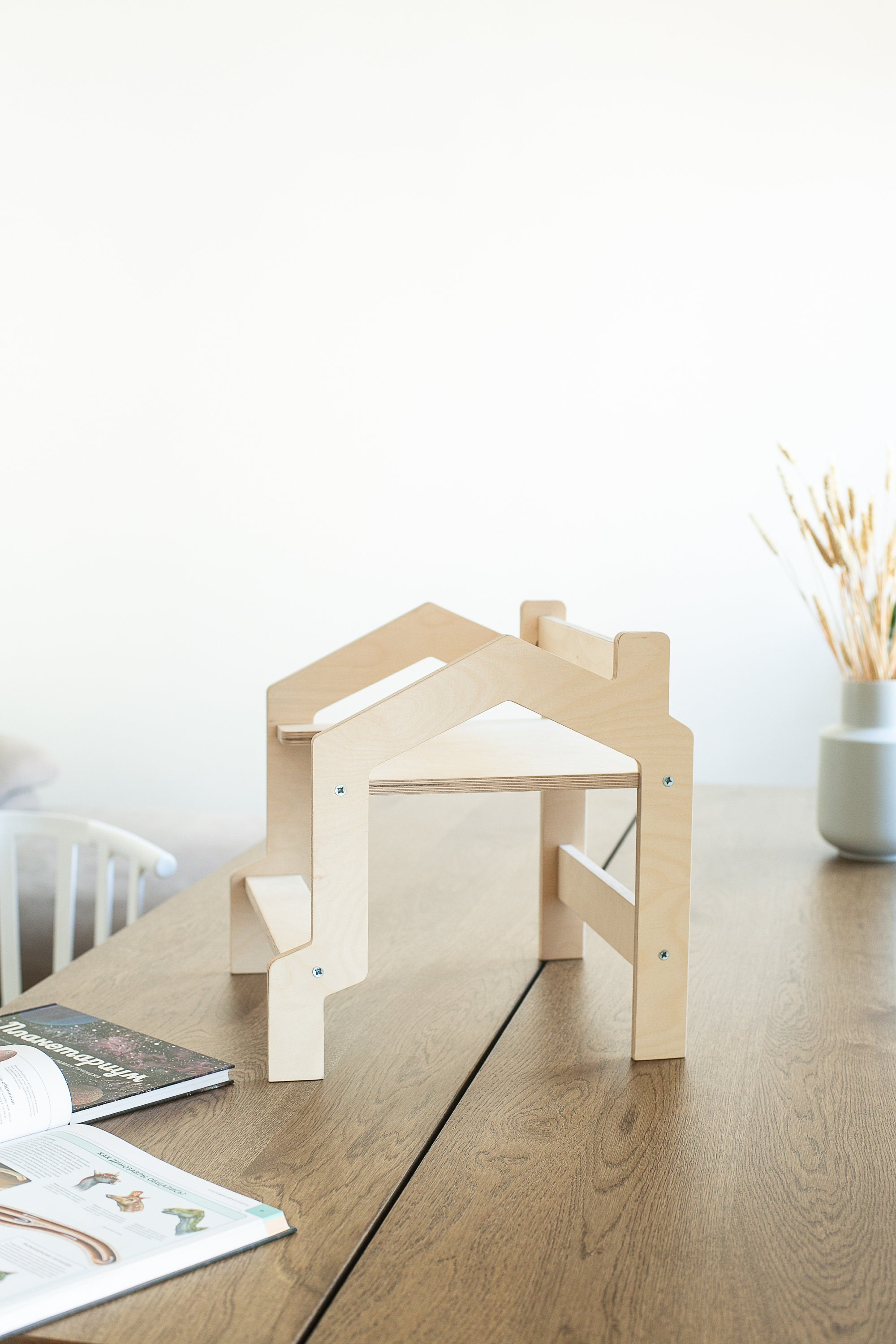 Chaise en Forme de Maison, Tabouret d'étape d'enfant Bas Âge, d'enfants, Cuisine, 2 Étapes, Salle Ba