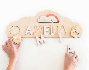 Wood Name Puzzle 1st Birthday Gift Name Puzzle Personalized Name Wood Puzzle Toy Boy Newborn Girl Baby Gift Custom Name Baby Busy Board