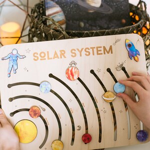 Wooden Puzzle with Planets of the Solar System, Educational Toy, Baby Shower Gift, christmas gifts, Personalized Baby Gift,Wood Toddler Toys image 5