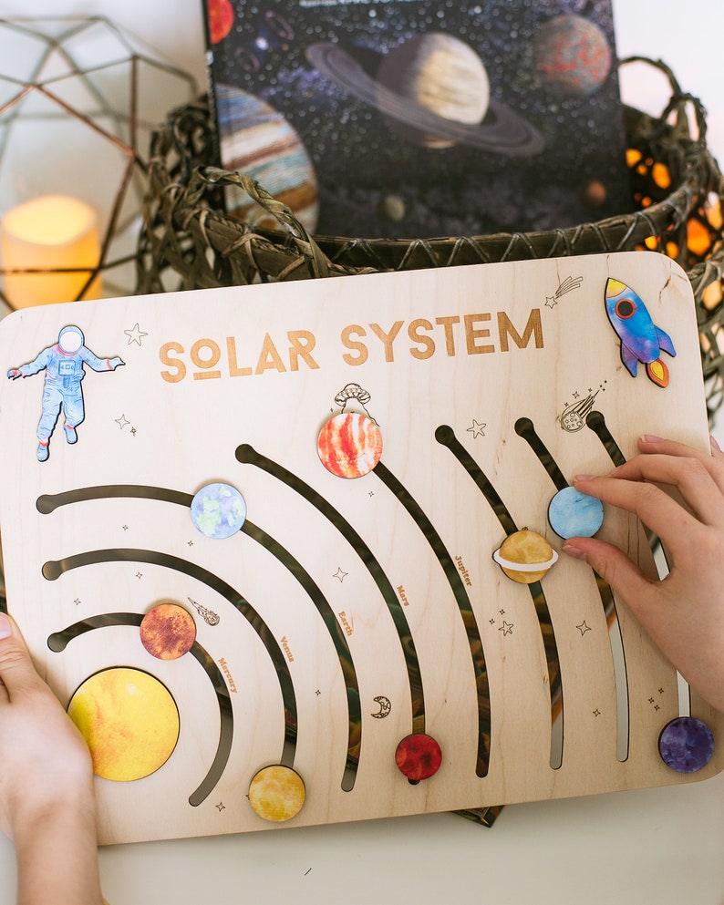 Wooden Puzzle with Planets of the Solar System, Educational Toy, Baby Shower Gift, christmas gifts, Personalized Baby Gift,Wood Toddler Toys image 5