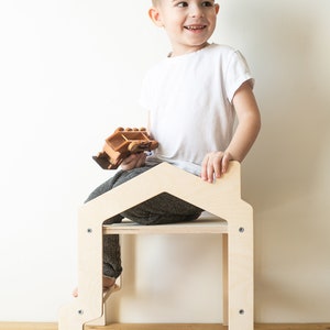 House-shaped chair, Toddler Step Stool, Kids Step Stool, Kitchen step stool, Birthday Gift, Bathroom Step Stool, Montessori Learning Stool image 4