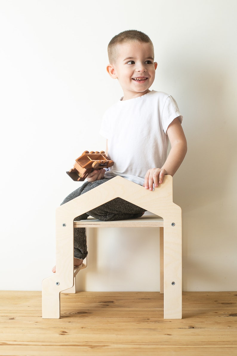 House-shaped chair, Toddler Step Stool, Kids Step Stool, Kitchen step stool, Birthday Gift, Bathroom Step Stool, Montessori Learning Stool image 4